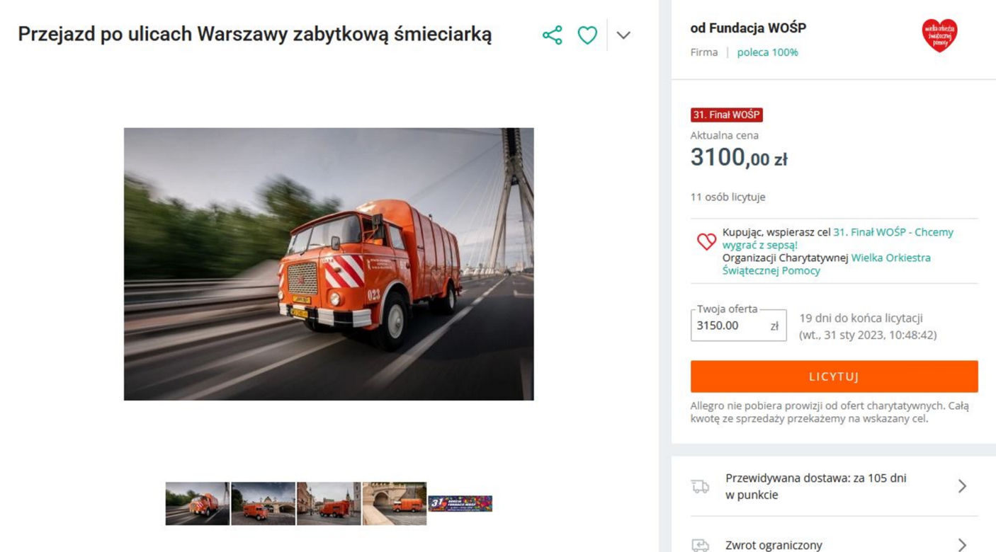Przejazd po ulicach Warszawy zabytkową śmieciarką