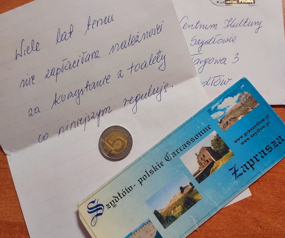 Po 10 latach zapłaciła za skorzystanie z WC! Wysłała list z pięciozłotówką!
