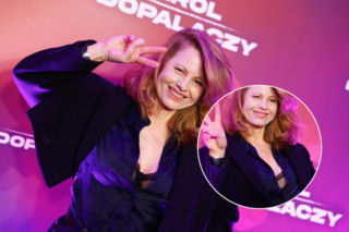 Skibińska łapała pozy na czerwonym dywanie. Nagle guzik się odpiął i pokazała, co miała pod bluzką 