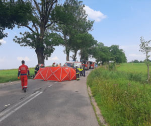 Tragiczny wypadek na trasie Świątki-Ostróda. Motocyklista uderzyl w drzewo. Nie miał prawa jazdy [ZDJĘCIA]
