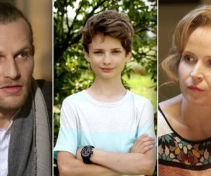 M jak miłość odc. 1233. Krzysztof Szefler (Karol Pocheć), Ewa (Dominika Kluźniak), Antek (Jakub Jankiewicz)