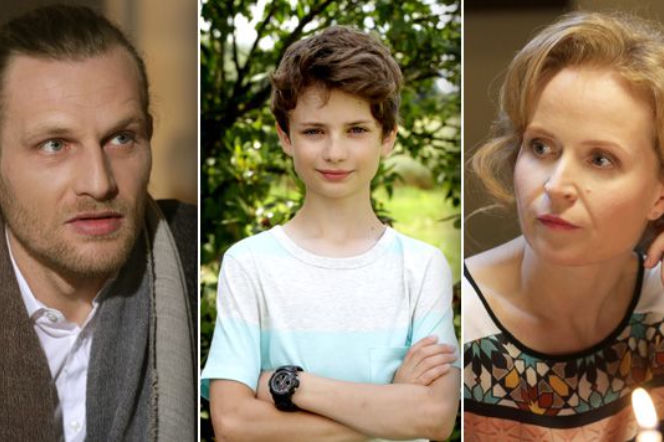 M jak miłość odc. 1233. Krzysztof Szefler (Karol Pocheć), Ewa (Dominika Kluźniak), Antek (Jakub Jankiewicz)
