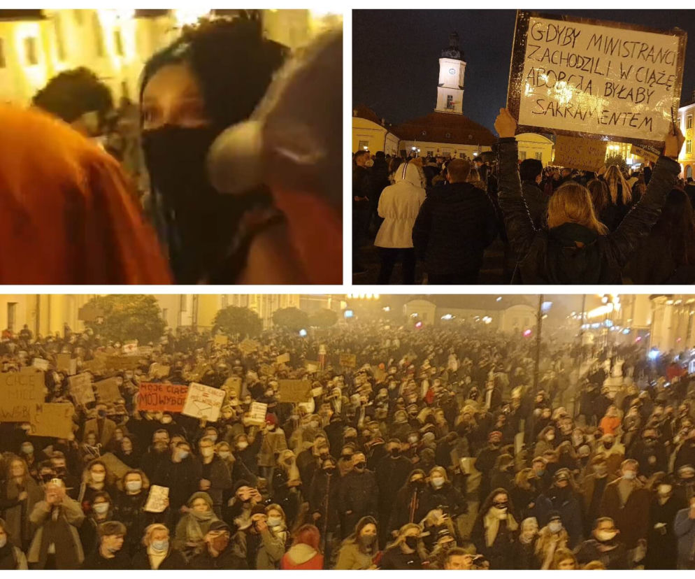 Czarny Marsz w Białymstoku. Tak wyglądał protest pod kościołem [ZDJĘCIA, WIDEO]