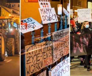 Ciągniki i kobiety pod biurem PiS-u. BECZKA GNOJU już w drodze