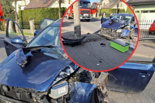 Groza w Toruniu. Części auta wylądowały na chodniku