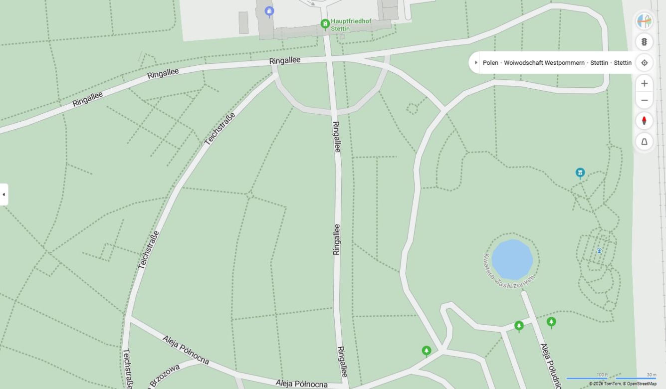 Niemieckie nazwy ulic w Szczecinie na mapach Bing