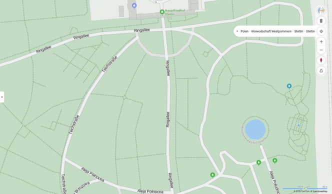 Niemieckie nazwy ulic w Szczecinie na mapach Bing