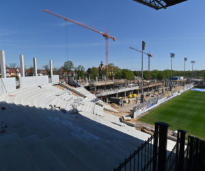 Trwa budowa Stadionu Miejskiego im. Floriana Krygiera w Szczecinie 