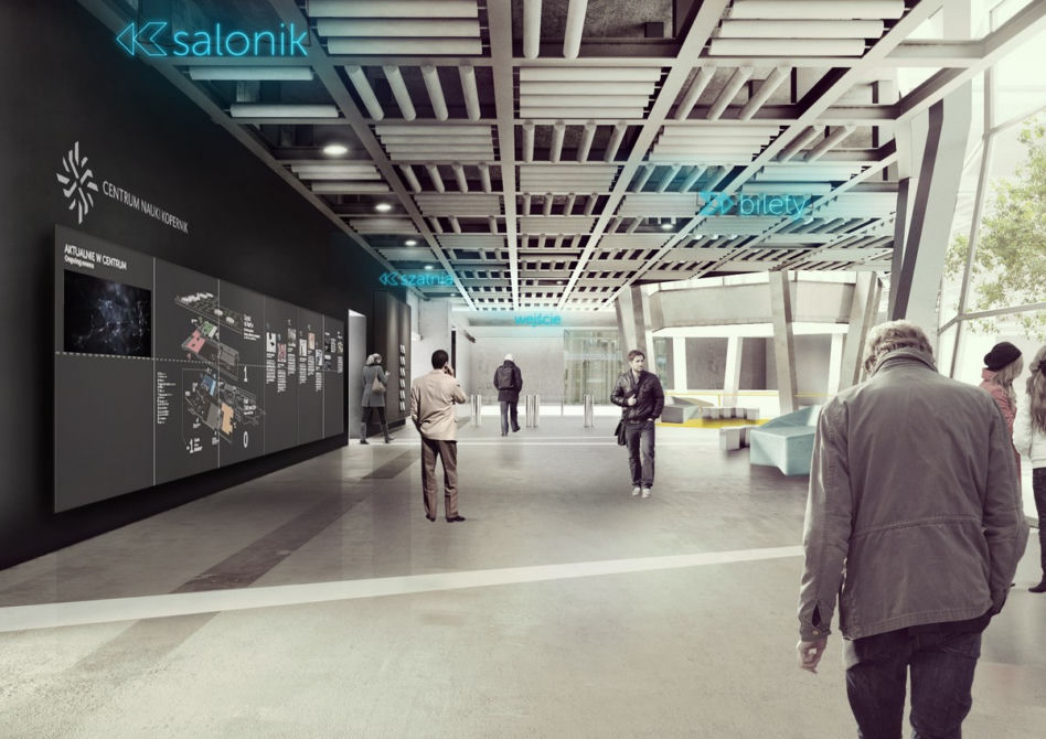 Projekt strefy wejścia głównego i strefy wejścia do Planetarium w Centrum Nauki Kopernik