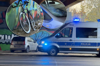Roztrzaskana szyba i ciężko ranny rowerzysta. Groźny wypadek pod Trasą Siekierkowską