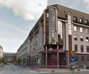 Różowy bank przy ul. Bogurodzicy