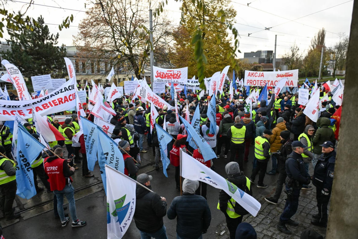 Protest związkowców w Szczecinie