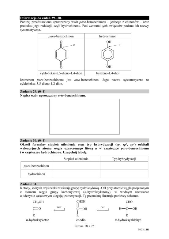 ARKUSZE CKE - Matura chemia - poziom podstawowy i rozszerzony 2019