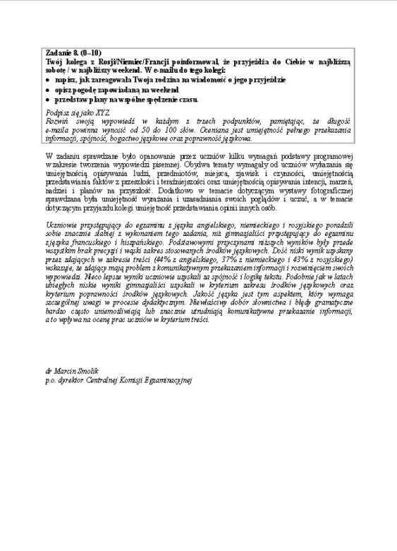 Wyniki egzaminu gimnazjalnego 2014 - wstępny raport CKE