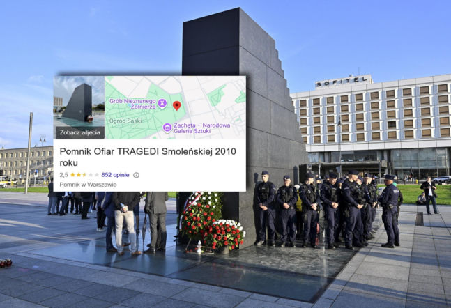 Pomnik Komedii Smoleńskiej. Chcieli odkręcić obraźliwy żart w Google Maps, wyszło z błędem