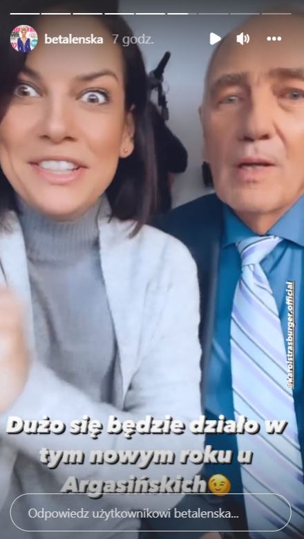 M jak miłość na planie. Alżbeta Lenska (Patrycja), Karol Strasburger (Argasiński) 