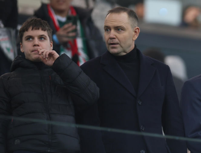 Karol Nawrocki na meczu Legia Warszawa - Sparta Praga