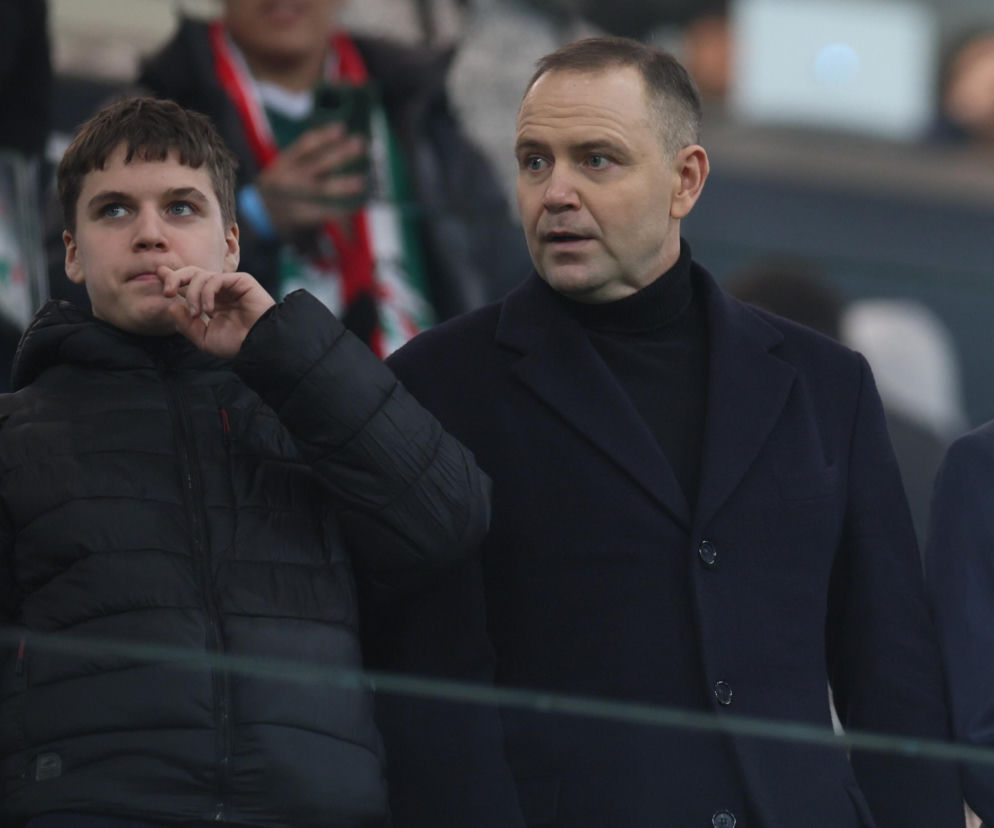 Karol Nawrocki na meczu Legia Warszawa - Sparta Praga