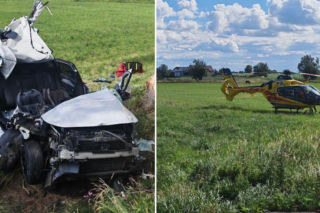 Poważny wypadek na Mazowszu. DK60 zablokowana, lądował śmigłowiec LPR