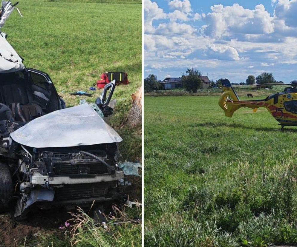 Poważny wypadek na Mazowszu. DK60 zablokowana, lądował śmigłowiec LPR