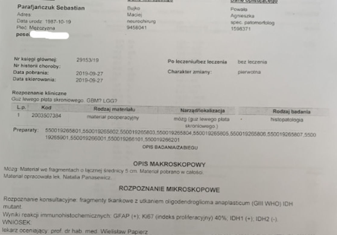 Sebastian rozpoczyna drugą wojnę z glejakiem. Dramatyczny apel o pomoc