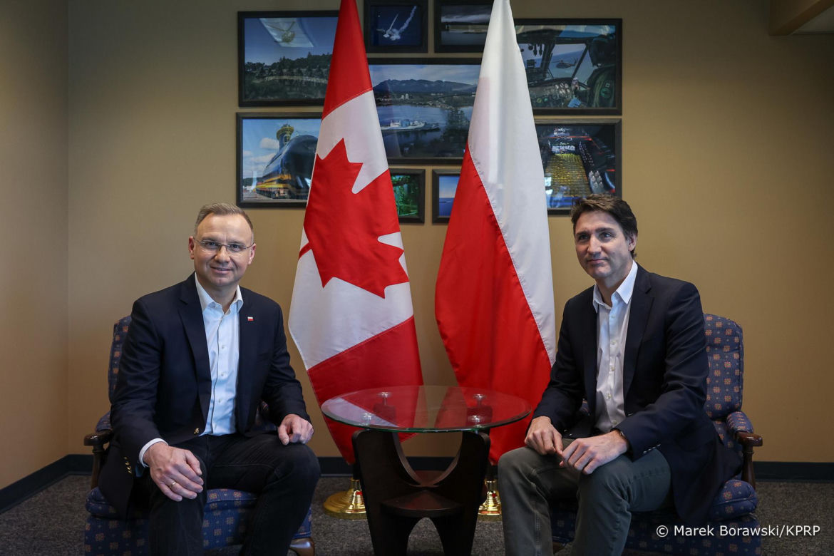 Prezydent RP Andrzej Duda i premier Kanady Justin Trudeau. Spotkanie z Premierem Kanady w bazie marynarki wojennej Canadian Forces Base Esquimalt