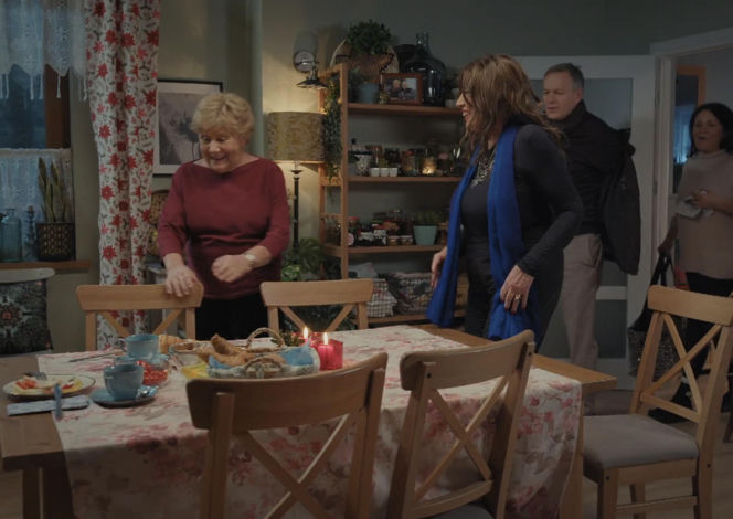 Walentynki z M jak miłość. Simona (Agnieszka Fikau-Perepeczko), Barbara (Teresa Lipowska), Stefan (Steffen Möller)