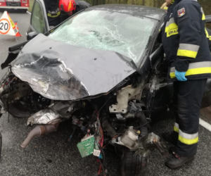 Zderzenie trzech pojazdów na DK 10 w Przyłubiu