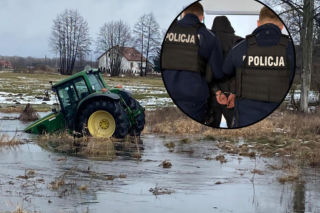 Wybrał się na przejażdżkę. Ucieczkę ciągnikiem skończył w rzece