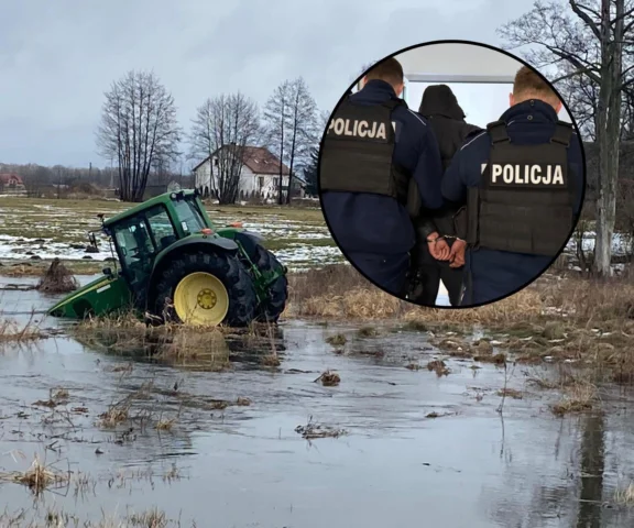 Uciekał ciągnikiem przed policją. Skończył przejażdżkę w rzece