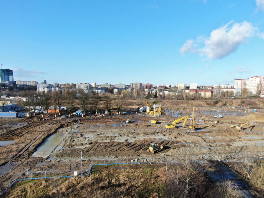 Budowa Fabryki Wody w Szczecinie - luty 2020