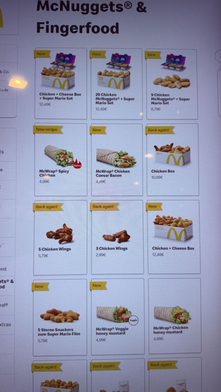 Zestaw Super Mario McDonald's w Niemczech