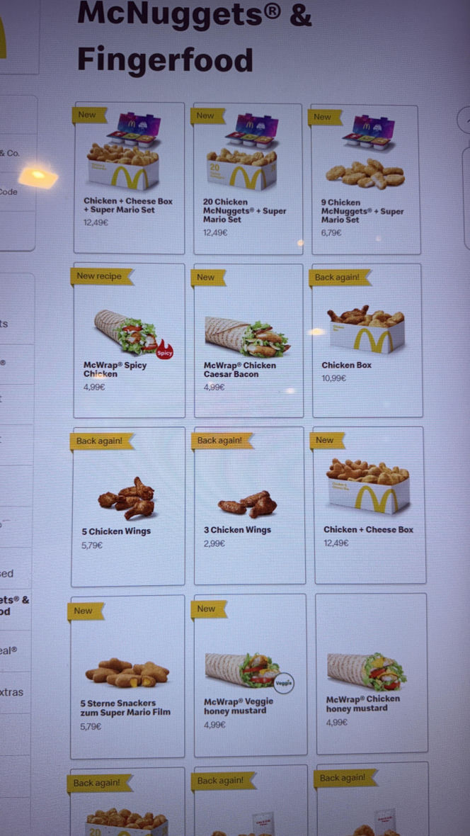 Zestaw Super Mario McDonald's w Niemczech