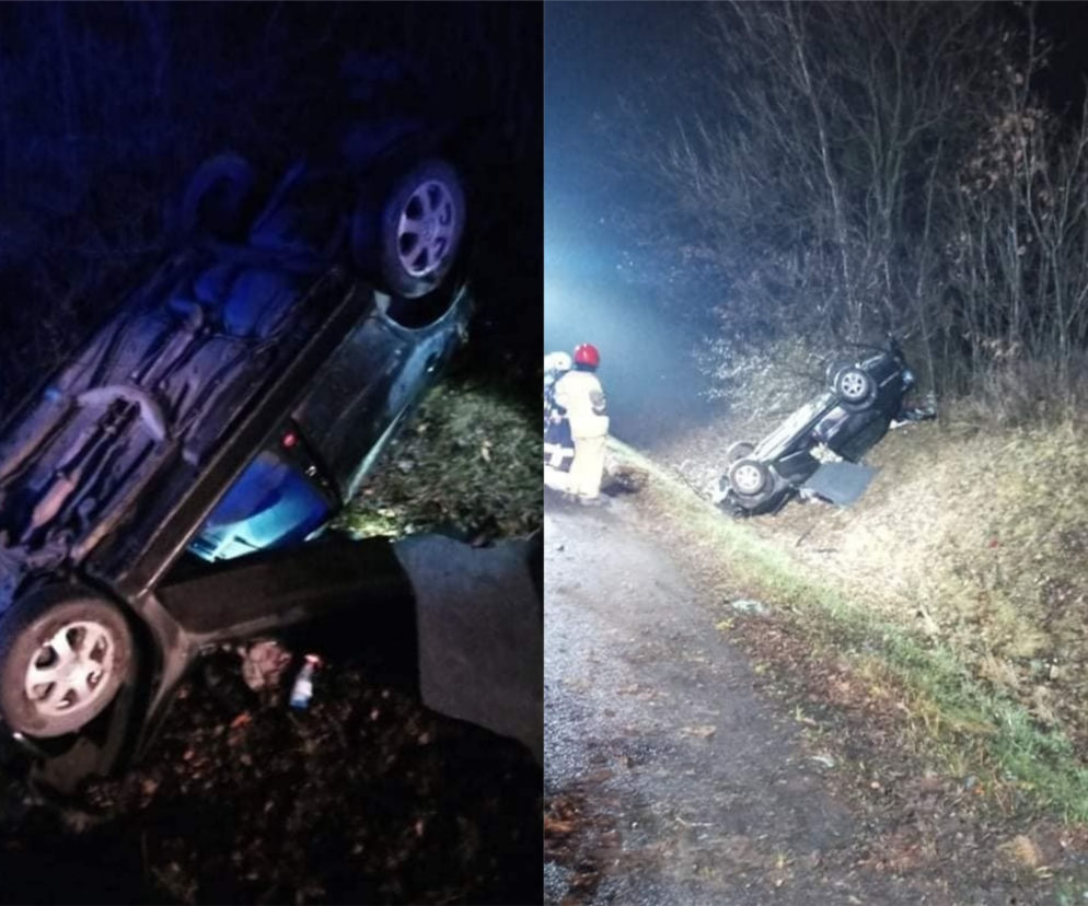 Poważny wypadek w gminie Obrowo koło Torunia. Auto dachowało