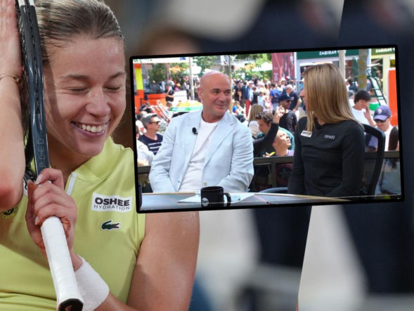 Legendarny Andre Agassi wypalił do Mai Chwalińskiej w programie na żywo! Komiczna reakcja Polki [WIDEO]