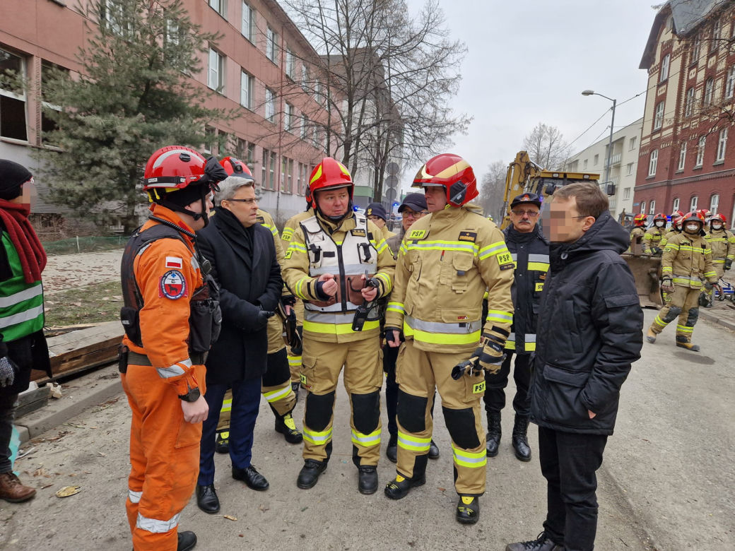 Tak pracowali strażacy na miejscu wybuchu w Katowicach