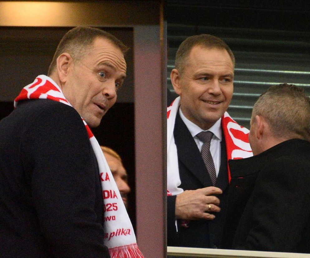 Karol Nawrocki na meczu Polska - Holandia