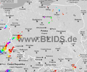 Burze w Polsce, 28.07.2012 - MAPA z godz. 13.30-15.30