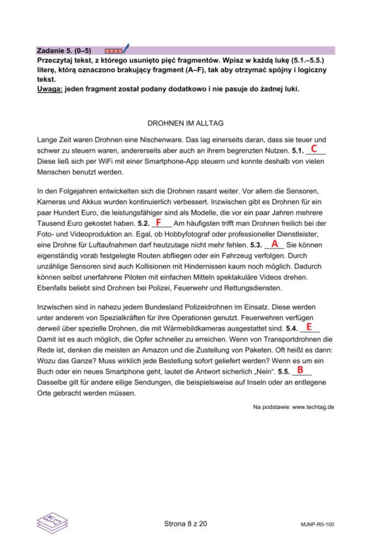 Matura 2025 niemiecki rozszerzony - odpowiedzi do arkusza CKE 13.05.2025 - Formuła 2023