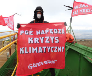 Protest Greenpeace na terenie kopalni Turów