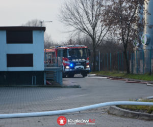 Pożar nad Drwiną w Krakowie