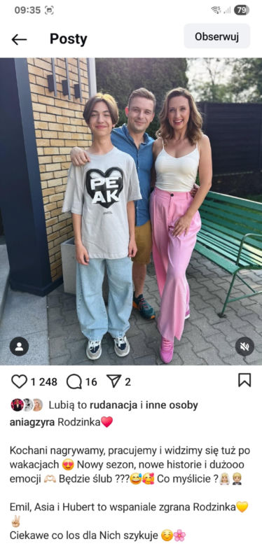 Barwy szczęścia nowy sezon. Asia (Anna Gzyra-Augustynowicz), Emil (Artem Malaszczuk), Hubert (Marek Molak) na planie