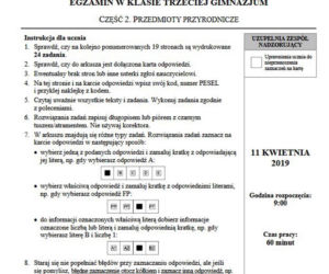 Egzamin gimnazjalny 2019 - część przyrodnicza