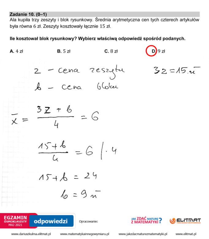 Egzamin ósmoklasisty 2021 matematyka