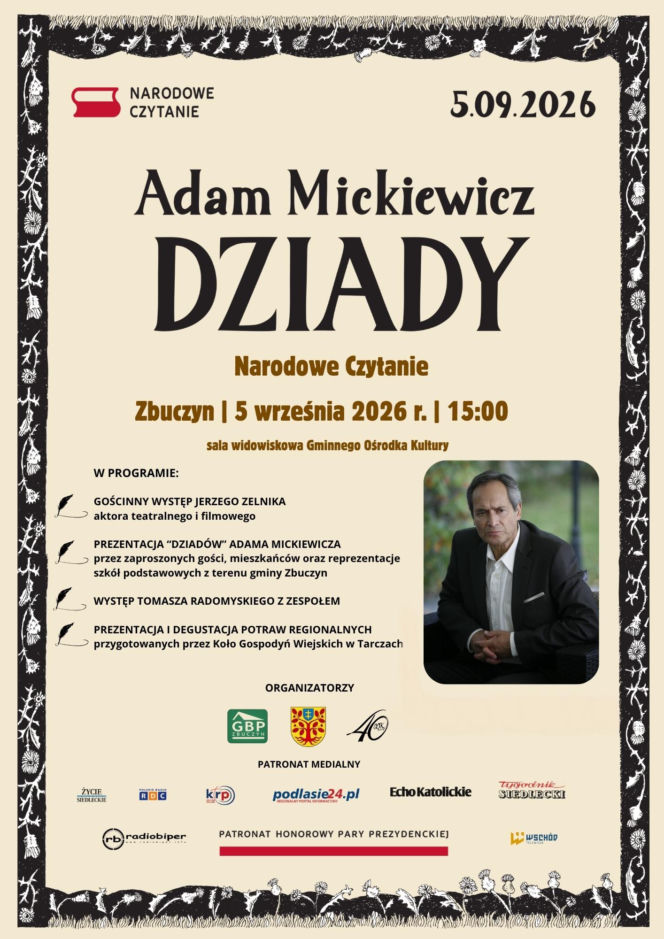 Jerzy Zelnik będzie gościem Narodowego Czytania w Zbuczynie