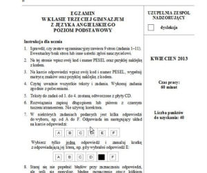 Egzamin gimnazjalny z języka angielskiego poziom podstawowy