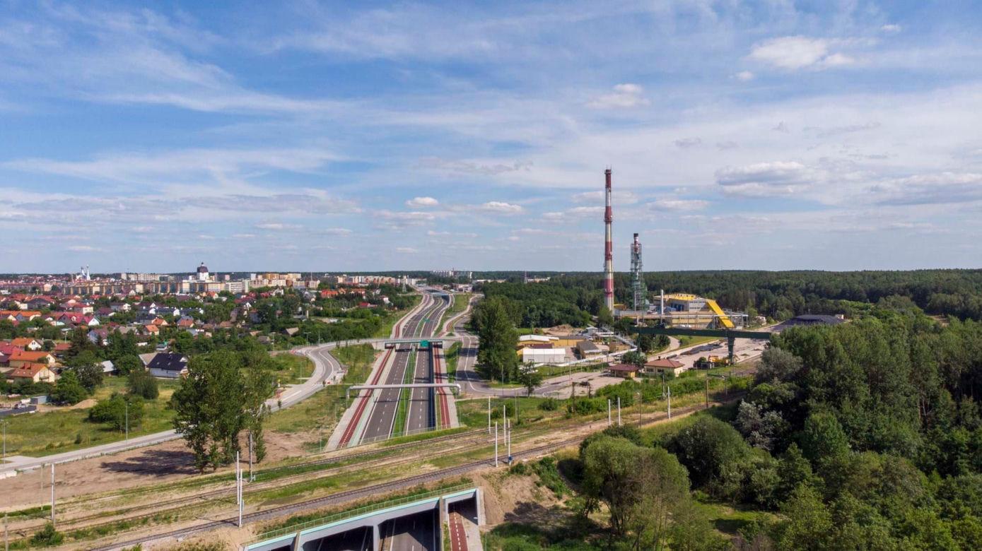 Trasa niepodległości z lotu ptaka. To największa drogowa inwestycja w Białymstoku
