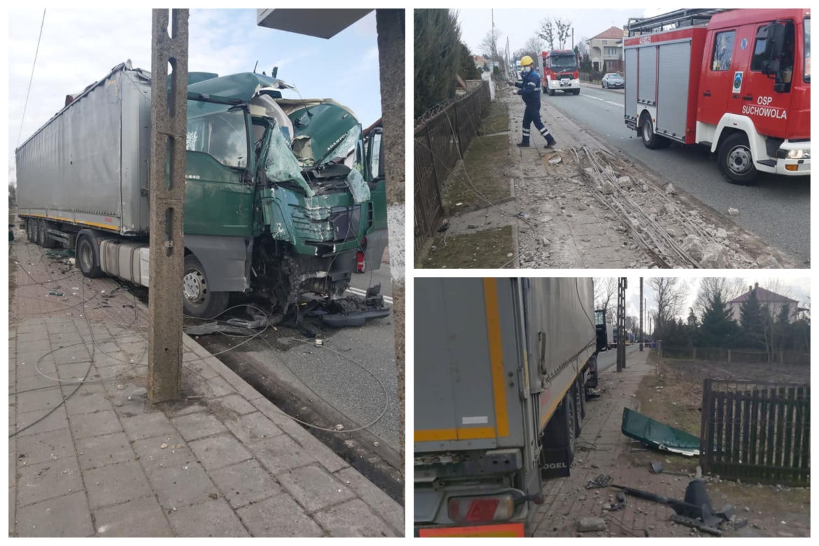 Śmiertelny wypadek w Suchowoli. Zginął kierowca ciężarówki [ZDJĘCIA]