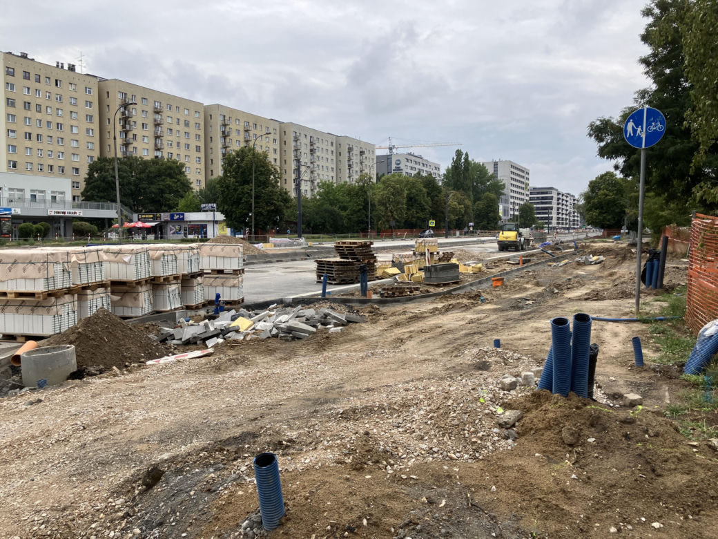 Budowa tramwaju na ul. Sobieskiego w Warszawie