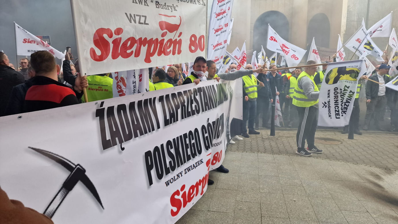 Protest górników w Warszawie